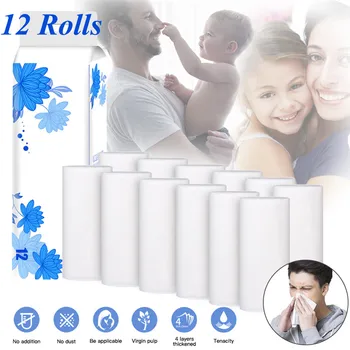 

Paper Towel 12 Rolls Home Toilet Paper Rolls Raw Wood Pulp Paper Towels Bath Tissue Rolls Home kitchen Bathroom Toilet Paper