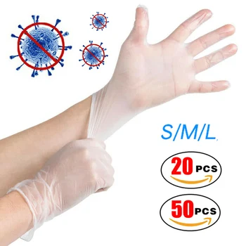 

Clear PVC Powder Free Examination Gloves Popular Waterproof Allergy Disposable Gloves 20PCS/50PCS/Set High Quality