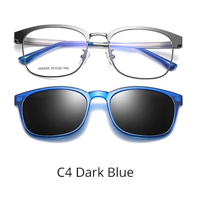 C4 Dark Blue Ralferty поляризованные солнцезащитные очки с магнитным зажимом, очки по рецепту, очки для близорукости, мужские очки для вождения, оптические очки, таможня Z938 - Цвет линз: C4 Dark Blue