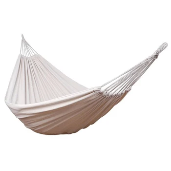 

Solid Color Thickened Canvas Double Hammock - Two Person Bed For Backyard, Porch, Outdoor And Indoor Use (200*150cm) White