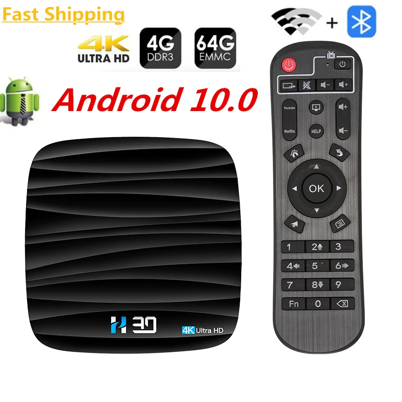 ТВ приставка Android 10 4 ГБ 32 64 4K H.265 медиаплеер 3D видео Netflix Wifi Bluetooth Smart Poland Арабский IP