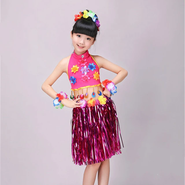 Kit falda de hierba hawaiana Hula Mini falda/vestido de fiesta superior, disfraz, evento y fiesta, regalo para niñas, falda de danza del vientre - AliExpress