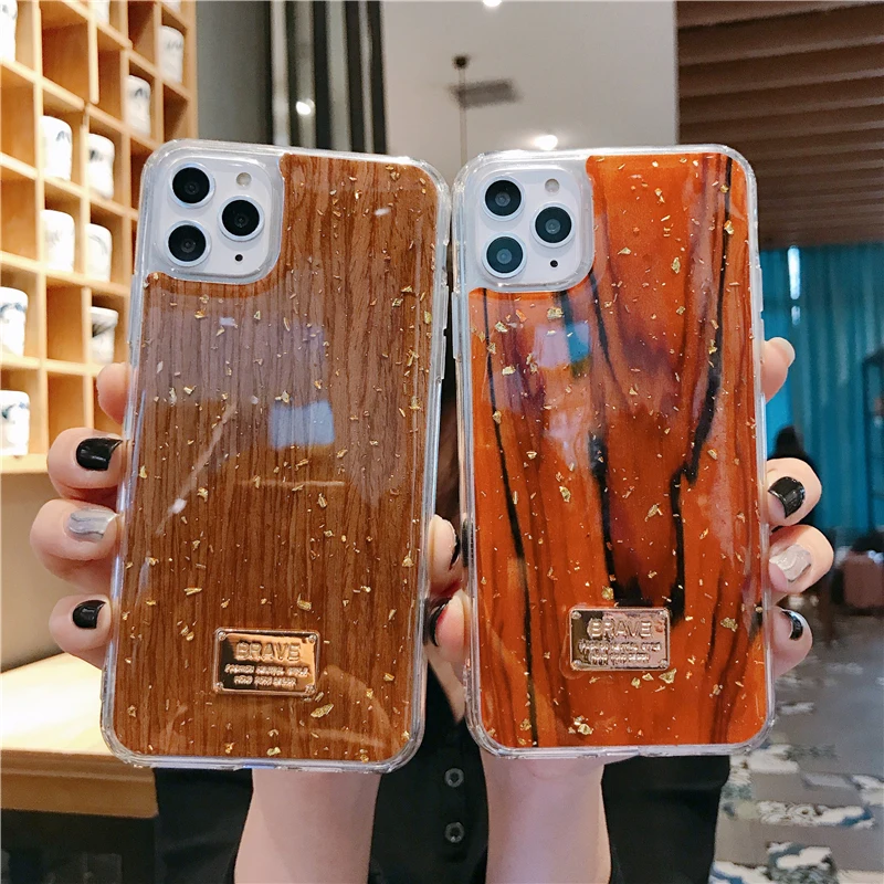 

Epoxy flash transparent Case Cover For Iphone11promax 6 7 8Plus Wood Grain Phone Cases For Iphone XS Max XR X Luxury Back Cover
