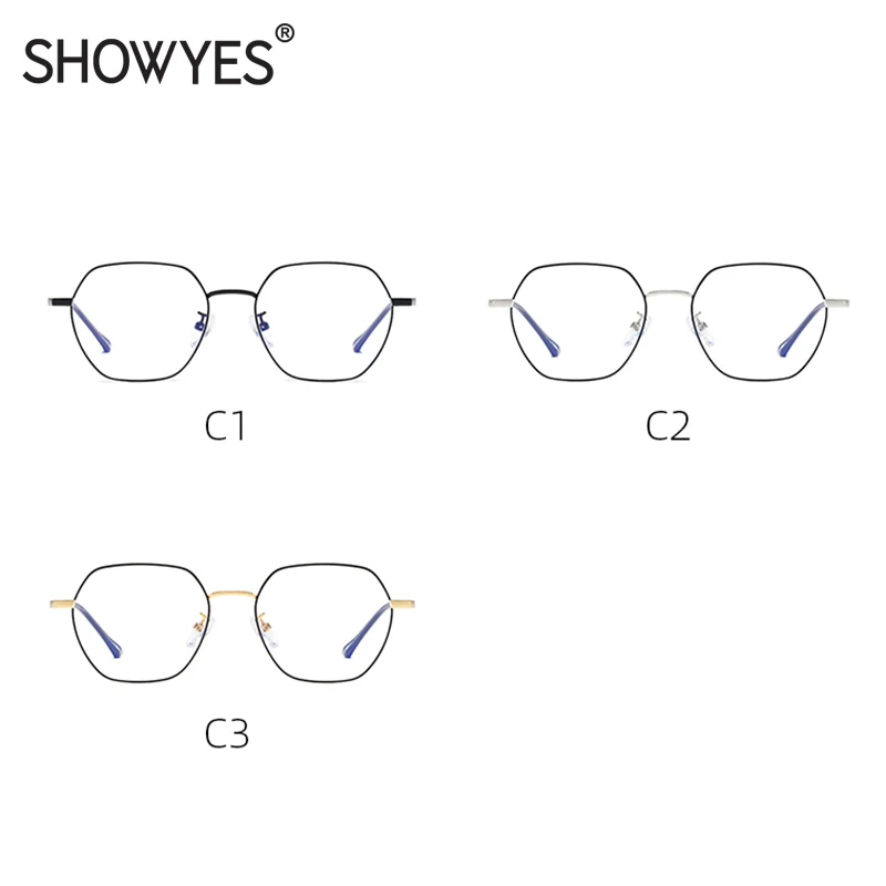 SHOWYES, неправильная личность, синий светильник, блокирующие очки для женщин, полигон, большие размеры, металлическая оправа, более размера d, анти-синие очки 037