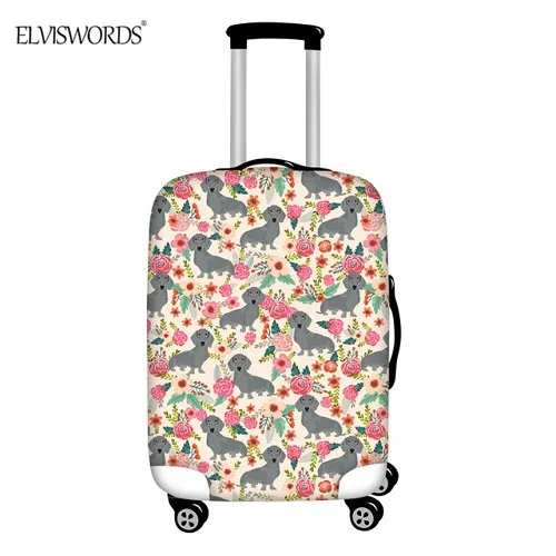 ELVISWORDS аксессуары для путешествий, чемодана на голову с декоративным цветком и принтами животных Чехлы для чемодана на колесиках эластичные пыль дождевик - Цвет: HX059