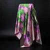 Fashion Hijab Scarf For Women Silk Satin Print Kerchief Head Scarfs Female 90cm*90cm Square Shawls Wraps Neck Scarves For Ladies ► Photo 2/6