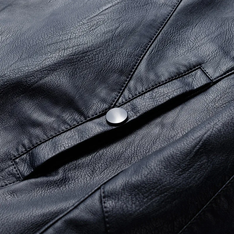 OLN Новое поступление тонкий Pu Slim Fit Мужские кожаные куртки высокое качество мода мото и Байкер стенд повседневная мужская черная куртка 4XL
