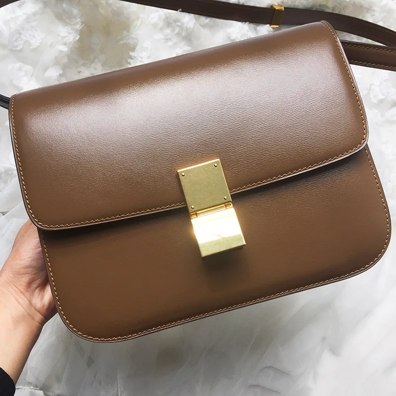 

2019 New Style Hand Rub Pattern Square Bag Genuine Leather Box Bag Retro bai da xiao Square Bag Crossbody Bag Women's Bag