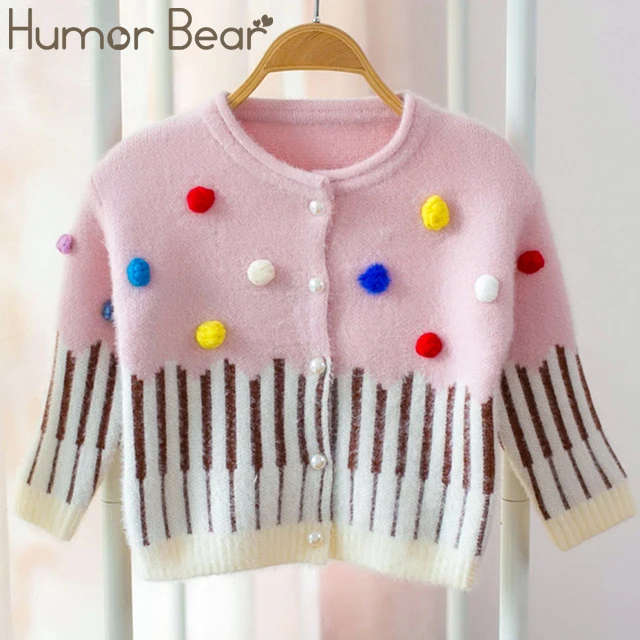 Humor Bear/Новинка года; сезон осень-зима; свитера для маленьких девочек; кардиган; свитер; Корейская куртка; детская одежда; вязаный свитер для малышей