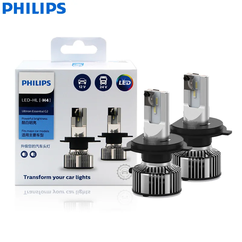 フィリップス-ledカーヘッドライト,電球12v/24v 21w g2 9003 k,h4 6500 ultinon essential led  gen2,ファッショナブルな白い車のヘッドライト,11342ue2x2 (2個入り) AliExpress