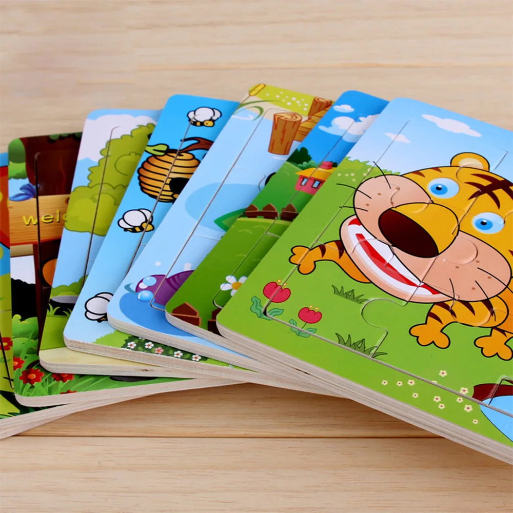 

Vokmascot 24 Style Wooden Jigsaw Puzzles For Children Cartoon Animal Traffic Puzzle Intelligence Children Early Educational Toys