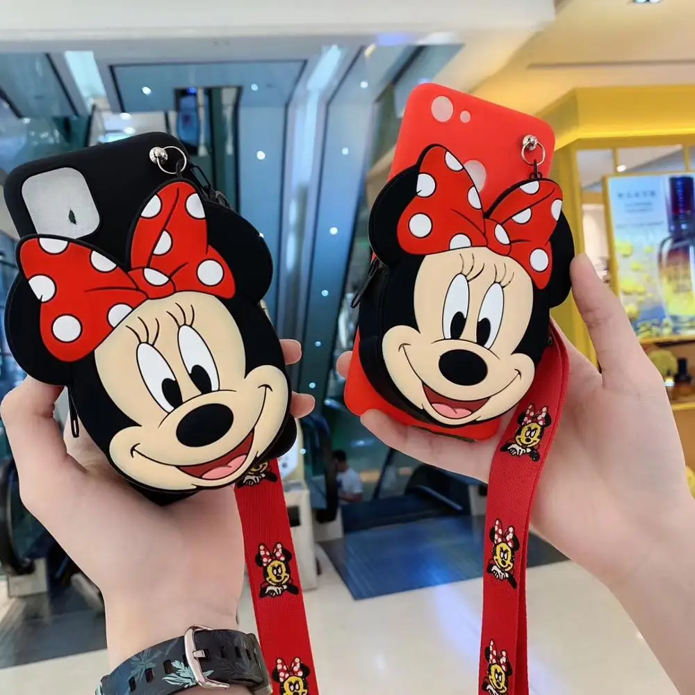 Cute 3D Bears Minnie Cartoon Zipper Wallet silicone Phone case for iphone X XR XS 11 pro MAX 7 8 6S plus for samsung S9 S10 Note