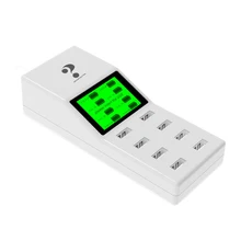 С ЖК-дисплеем Дисплей 8 Порты и разъёмы Usb Зарядное устройство для путешествий настенное 5V 8A Ac Зарядное устройство Мощность Адаптер Hub(штепсельная Вилка европейского стандарта