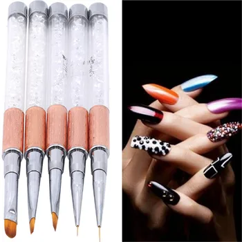 

5 Styles French Flower Strip Drawing Paint Liner Brush Metal Acrylic Liquid Powder Sculpture UV Gel Extension Builder Nail Art