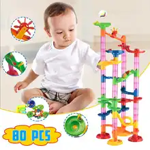 80 шт./компл. "сделай сам", конструкторы, Мрамор забе трек 3D строительные блоки Дети лабиринт мяч рулонные игрушки развивающие игрушки подарок Duploe блоки