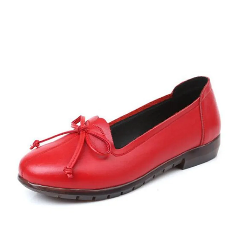 

ZXRYXGS Elegant Bow Full Genuine Leather Shoes Women Flat Shoes New 2020 Spring Shoes Woman Soft Comfort Fashion Casual Shoes
