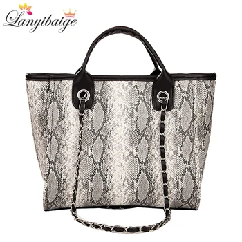 

2019 New luxury handbags women bags designer large capacity snake print handbags women shoulder messenger bags tote bag sac