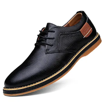 

2020 Men Oxfords Genuine Leather Dress Shoes Brogue Lace Up Mens Casual Shoes Luxury Brand Moccasins Loafers Men Plus Size 38-48