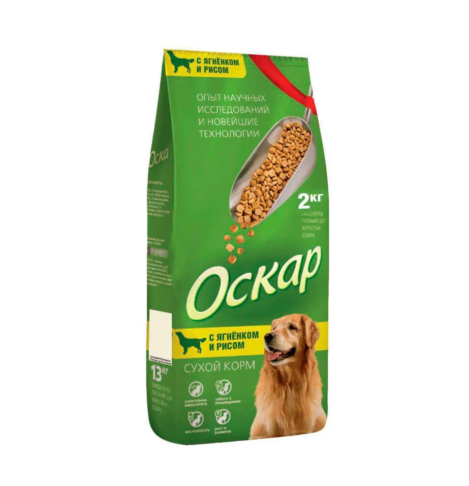 Корм для собак средних пород «Оскар», ягненок с рисом, 12кг