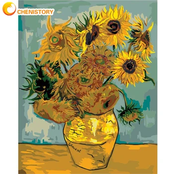 Sunflowers in a vase still life paint by numbers