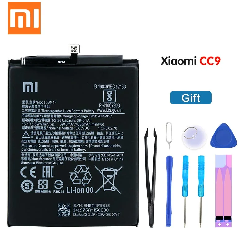 Xiao mi BM4F для Xiao mi CC9 CC9e аккумулятор мобильного телефона 3940 мАч высокое качество запасная батарея инструменты