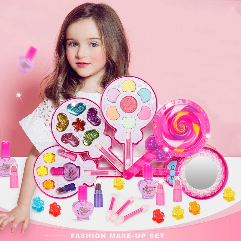 

Kids Make Up Toy Set Girls Cosmetics Kit Beauty Safety Non-toxic Kit Toys for Girl Dressing Princess Cosmetic Set Toy Makeup Set
