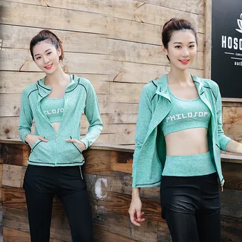 

5 Piece Set Tracksuit Women Fitness Clothing Ropa Deportiva Mujer Hoodie Top + T-shirt + Bra + Shorts + Pants Suit Jogging Femme