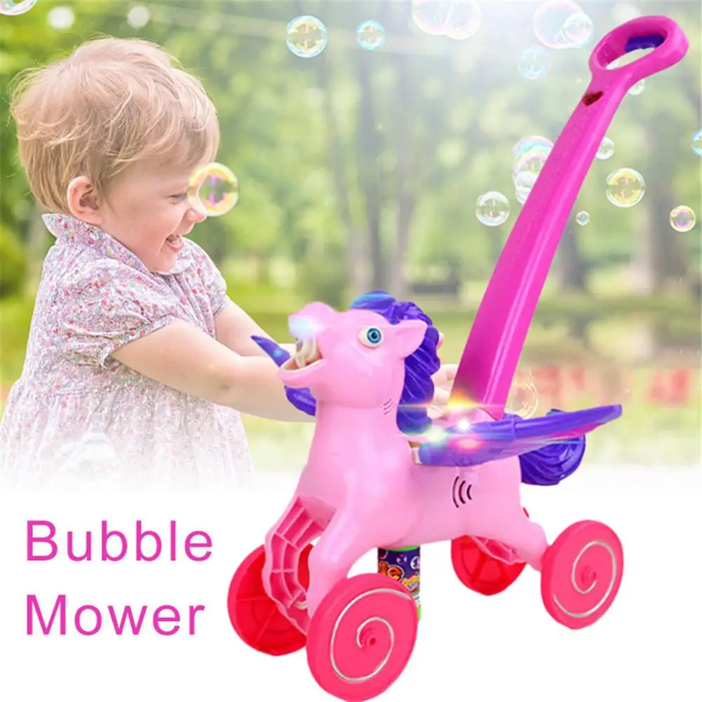 Электронная пузырчатая косилка Walker Bubble воздуходувка машина с музыкой игры на открытом воздухе игрушки для толкания для детей Дети игрушка для игры дома и на улице