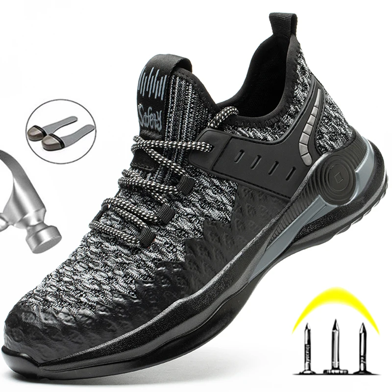 ZAPATOS DE TRABAJO transpirables para hombre, zapatillas de seguridad con punta de acero, a prueba de perforaciones
