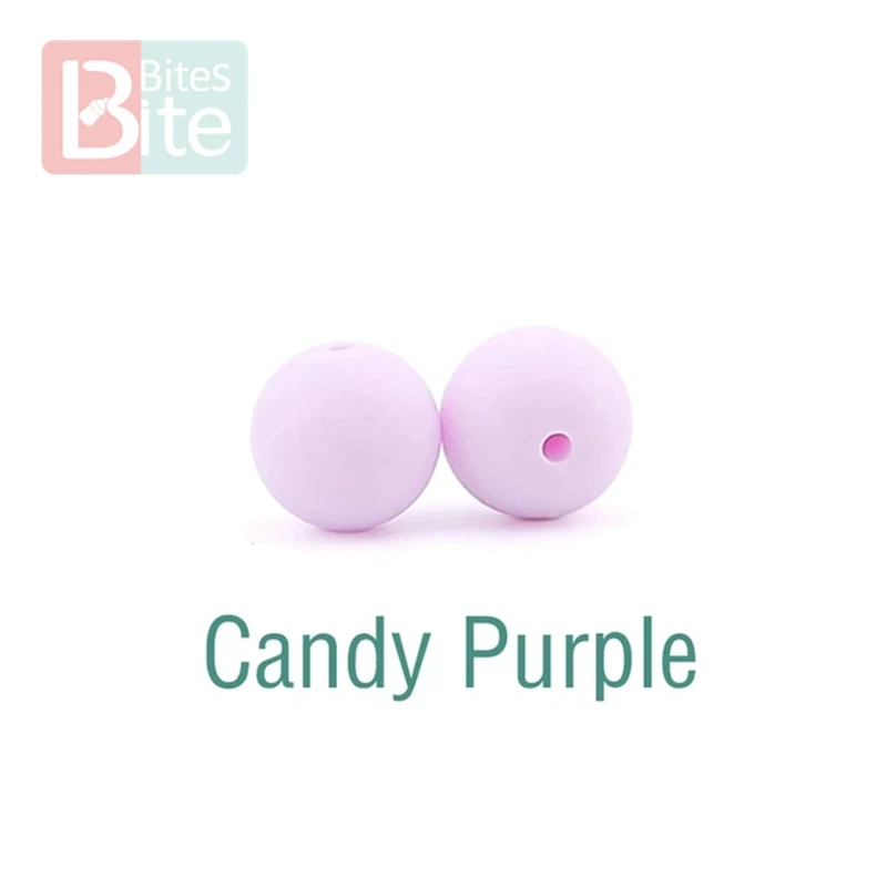 Укусы 15 мм 30 шт. силиконовые бусины пищевого качества силиконовые детские товары для прорезывания зубов жевательные соска, зажимы для цепи бусины Детские игрушки для прорезывания зубов - Цвет: Candy Purple