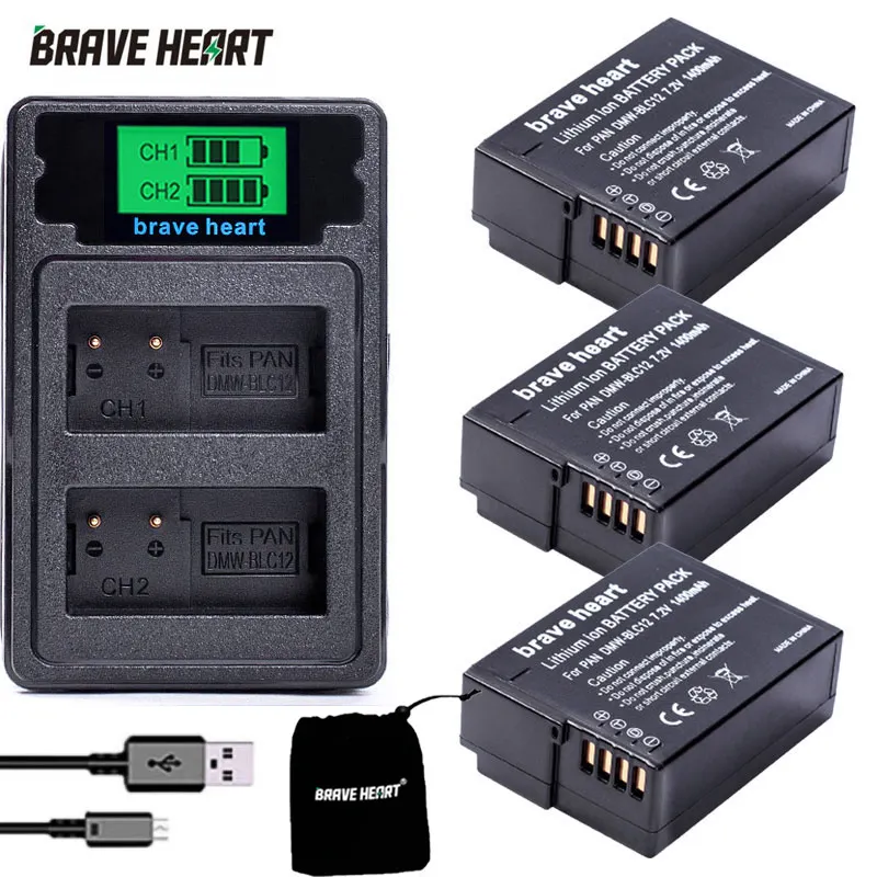 Аккумулятор BLC12E BLC12PP батарея BLC12 + двойное зарядное устройство/usb кабель для Panasonic