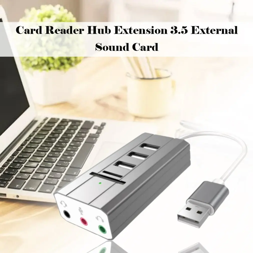 3 usb порта Многофункциональный usb-хаб+ USB внешняя звуковая карта+ USB кард-ридер для ноутбуков
