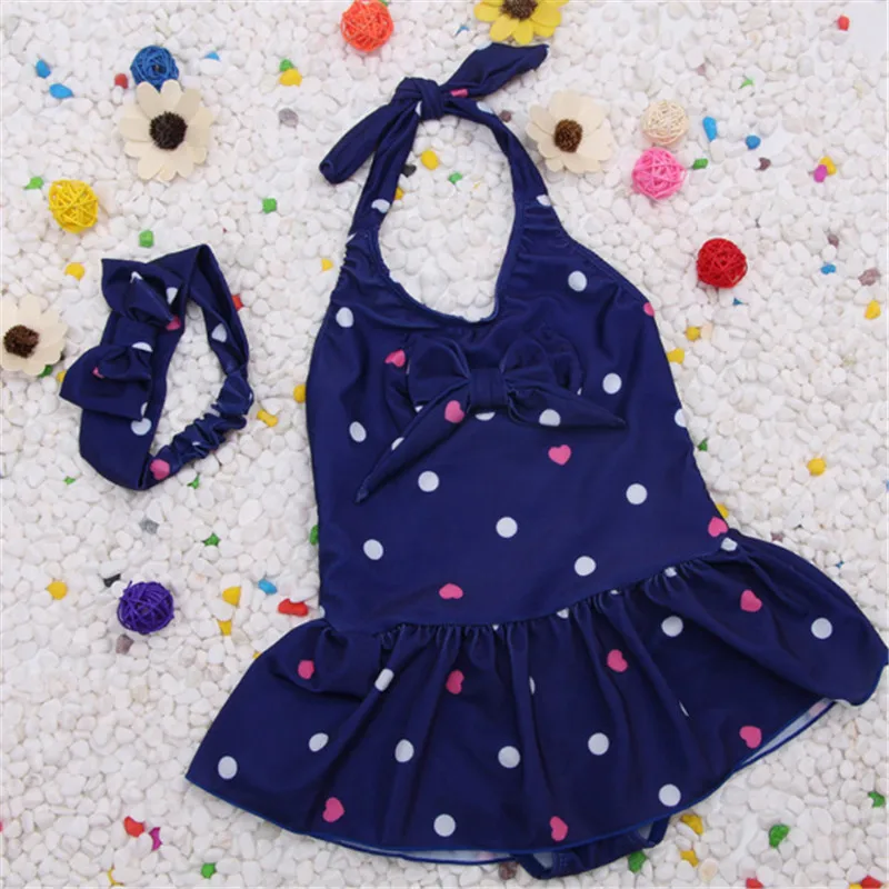 

2020 New High Quality Cute Children's Swimsuit Girl Wave Dot Princess Swimsuit Baby Swimsuit Send Hair Band Isuti Yokuqubha