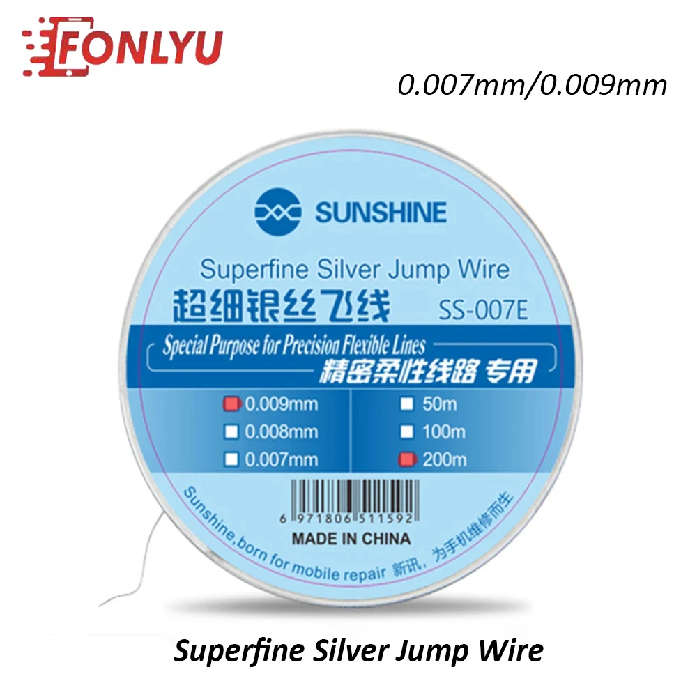 

0.007mm Superfine Silver Jump Wire Ultra-fine Silver Wire Fly Line Precision Flexible Circuit Dedicated SS-007E Phone Repair