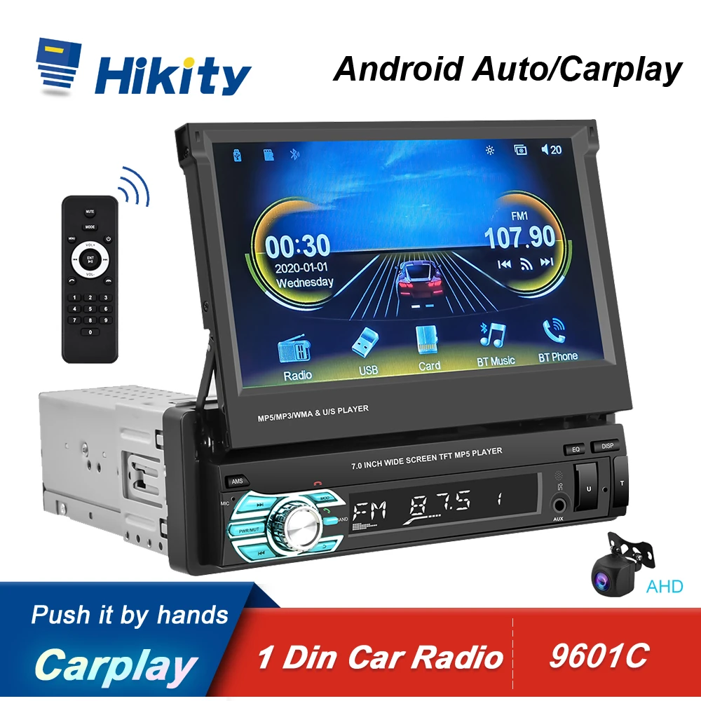 Автомагнитола Hikity Carplay 1 Din Android Автомобильный мультимедийный плеер