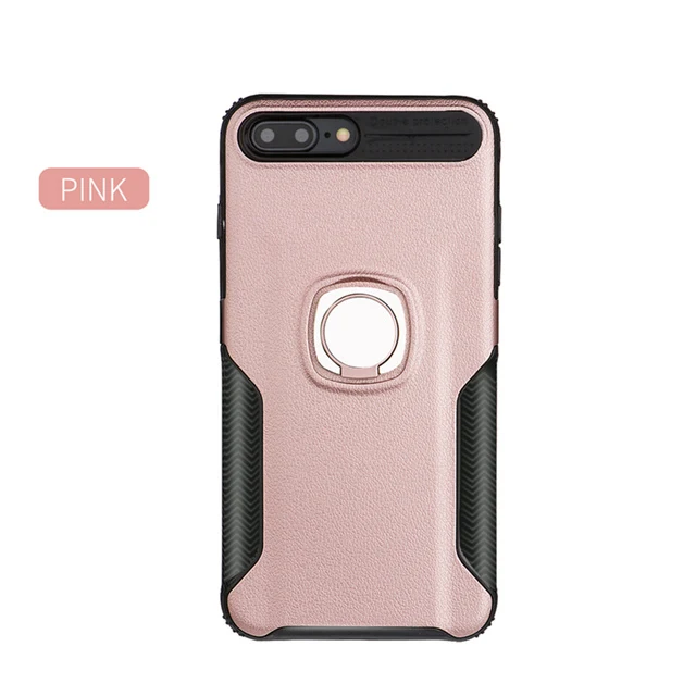 Магнитное металлическое кольцо задняя крышка для iPhone 6 6S 7 Plus OPPO R11 R15 беспроводной зарядный чехол для телефона для huawei P20 Lite Honor V10 7X - Цвет: Pink