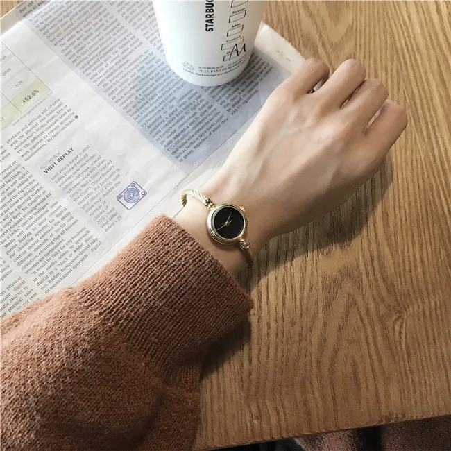 Браслет в стиле минимализма часы женские модные золотые кварцевые часы Ulzzang Роскошные Брендовые женские наручные часы женские часы с цепочкой подарок