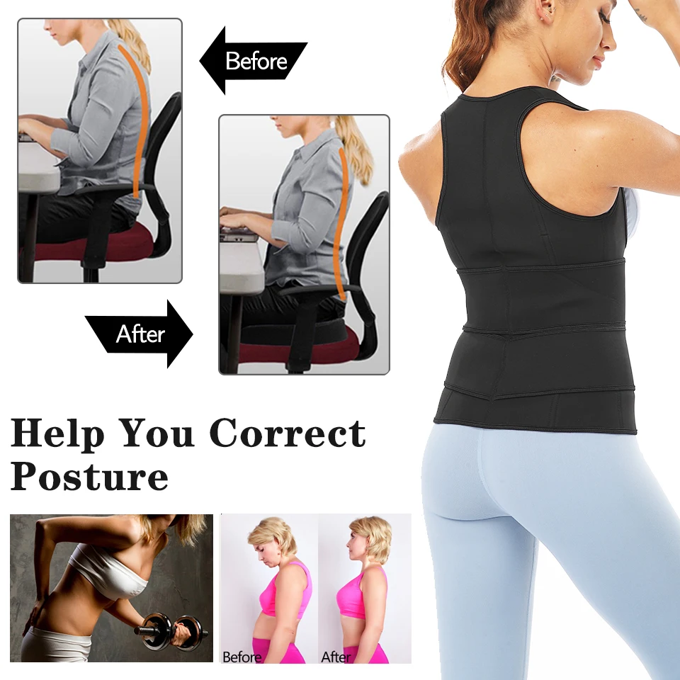 Waist Trainer Body Shaper for Women Plus Size 2 Straps Steel Bones Workout Sauna Trimmer Neoprene Slimming Exercise Corset Tops