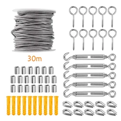 SGYM – corde à linge en acier de 30 mètres, 56 pièces/ensemble, câble Flexible enduit de PVC, en acier inoxydable Transparent, diamètre 2mm 