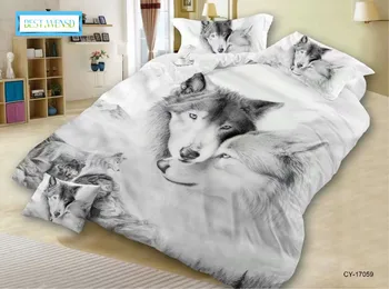 

BEST.WENSD Microfiber fabric Euramerican American style queen super king 3d Wolf animal Bedding Sets duvet cover sets Bedspread
