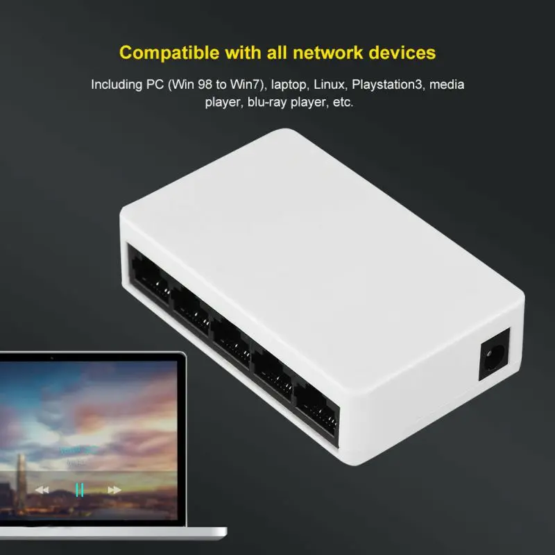 5 портов USB сетевой коммутатор 10/100 Мбит/с сеть быстрого Ethernet настольный коммутатор LAN EU US Plug