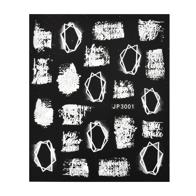 5D White Lace Flowers Nail Stickers Leaf Ballet Geometry Butterfly Gradient Abstract Self-Adhesive Nail Design Slider Decor
