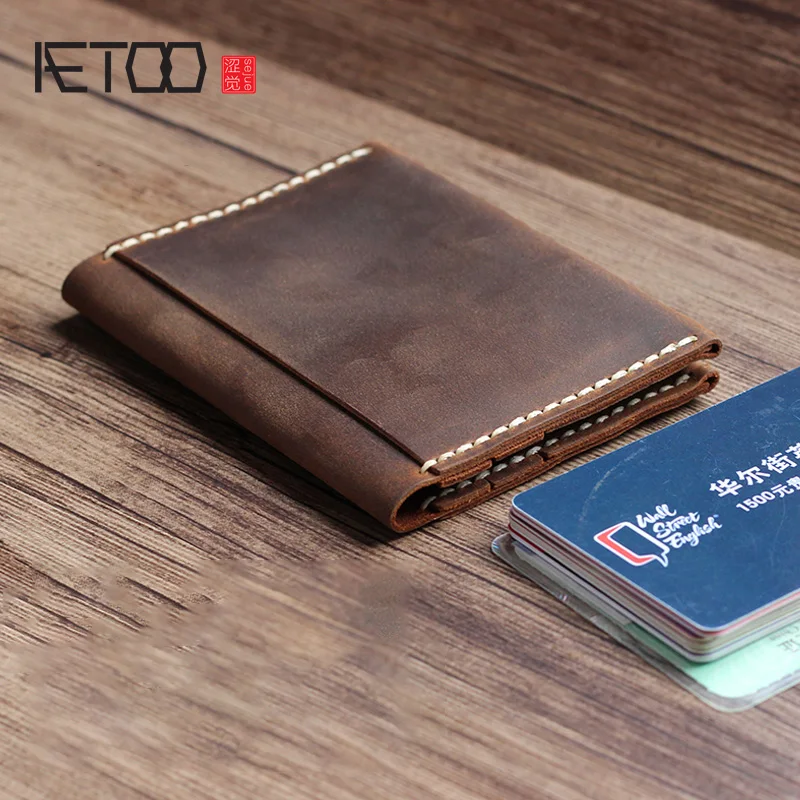 

AETOO Cow Leather multi-function card bag, leather driver's license card holder, large-capacity small document set