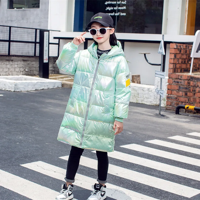 Winter Children's Down Jacket Rainbow Green Girls Coat 90% Duck Fur Clothes Warm Snowsuit Long Good Quality Boys | Мать и ребенок