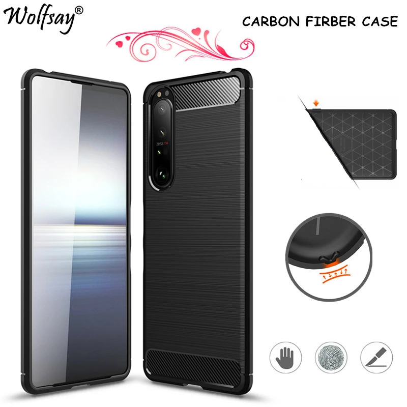 Funda de fibra de carbono para Sony Xperia 1 III, carcasa trasera de de goma para Sony Xperia 1 III, funda para Sony Xperia 1 III|Fundas antigolpes para teléfono| - AliExpress