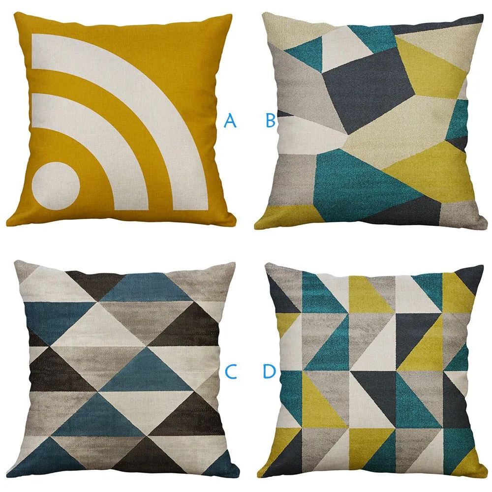 New Geometric Cushion Cover 40x40cm Linen Decorative Pillows Cases Sofa Living Room Decor Housse de coussin Dropshipping