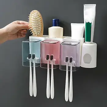 

Toothbrush Holder Set Multi-purpose Magnetic Adsorption Toothpaste Wall Mount Storage Rack Bathroom Accessories