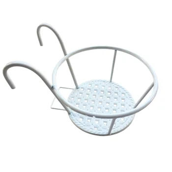 

1PC Bonsai Hanging Basket Flowerpot Holder Iron Art Handrail Stand Flowerpot Bracket for Home Office (White)