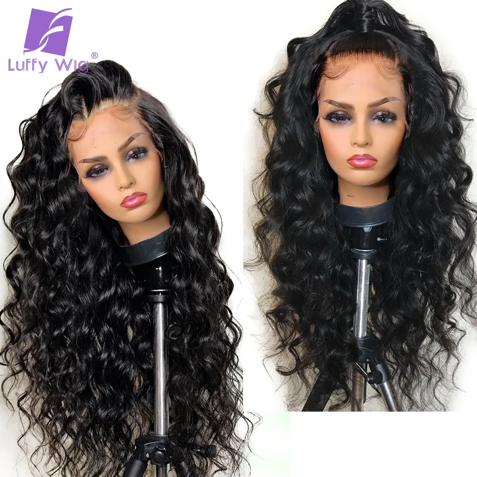 180% Wavy 13x6 Lace Front Human Hair Wigs Preplucked Glueless Remy Peruvian Loose Wave Wig Bleached Knots For Women LUFFY