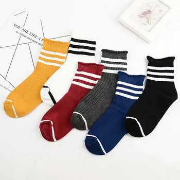 

New High Quality Women Girls Casual Striped Candy Colors Cotton Comfortable Harajuku Short Socks Fashion Female Funny Socks